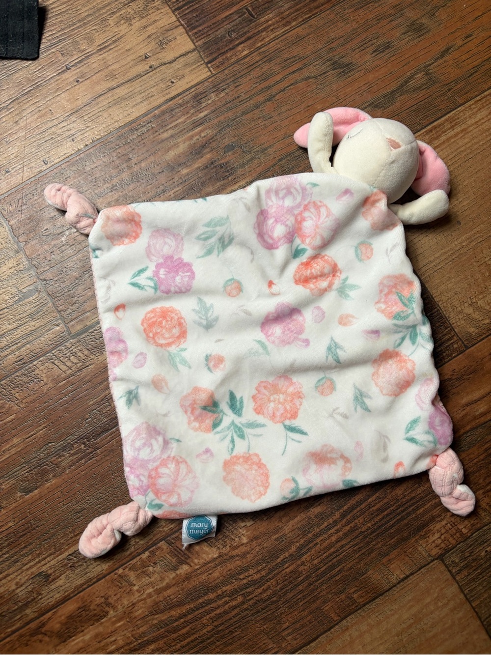 Mary Meyer Bunny Rabbit Floral Pink Ribbed Knot Security Blanket/Lovey